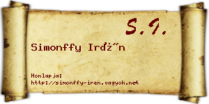 Simonffy Irén névjegykártya